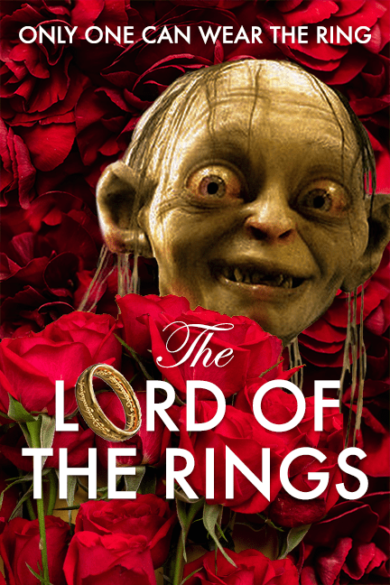 A fake cover for Lord of the Rings as a Bachelor-style romance.