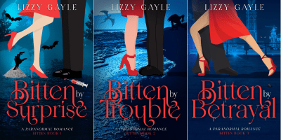 covers of Bitten by Surprise, Bitten by Trouble, and Bitten by Betrayal