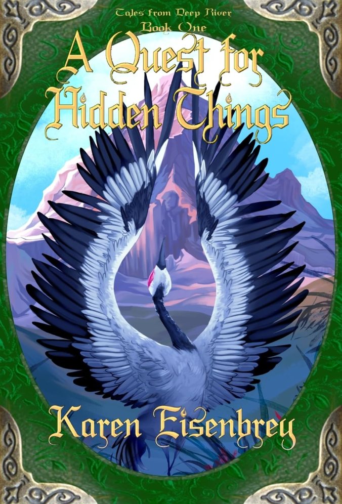 Cover of a quest for hidden things, first book in the series. It's got a crane on the cover.