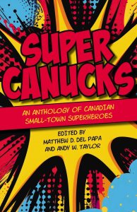 Supercanucks is the title. The image is the splash of red blue and yellow you'd expect from old comic books